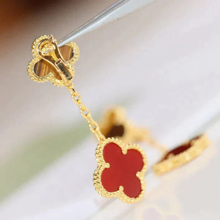 ¡®Loco¡¯CLOVER  2 MOTIF  TIGER EYE CARNELIAN EARRINGS
