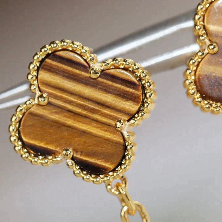 ¡®Loco¡¯CLOVER  2 MOTIF  TIGER EYE CARNELIAN EARRINGS
