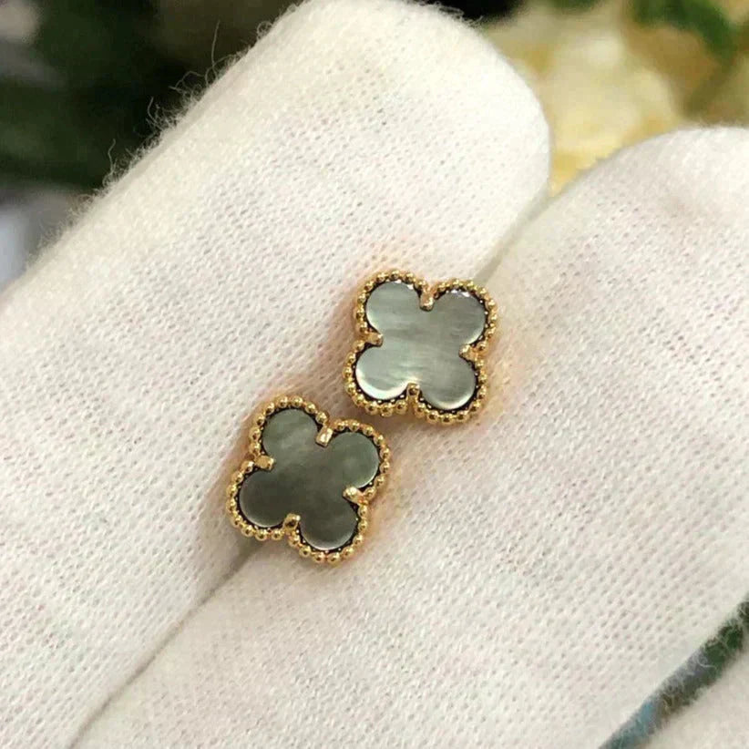 ¡®Loco¡¯CLOVER MINI 9.5MM GRAY MOP EARRINGS