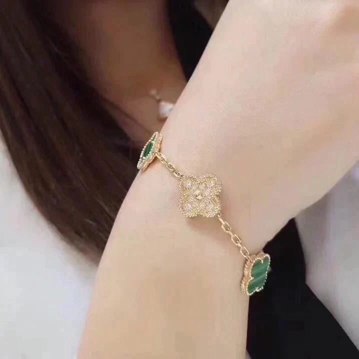 [Loco]New  CLOVER 5 MOTIF MALACHITE BRACELET COLLECTION