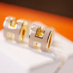 ¡®Loco¡¯MINI POP H GOLD EARRINGS GREY