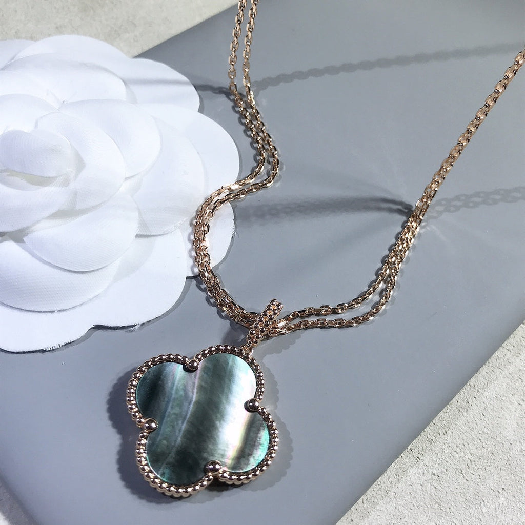 ¡®Loco¡¯CLOVER 25MM GOLD DARK MOP BIG CLOVER NECKLACE