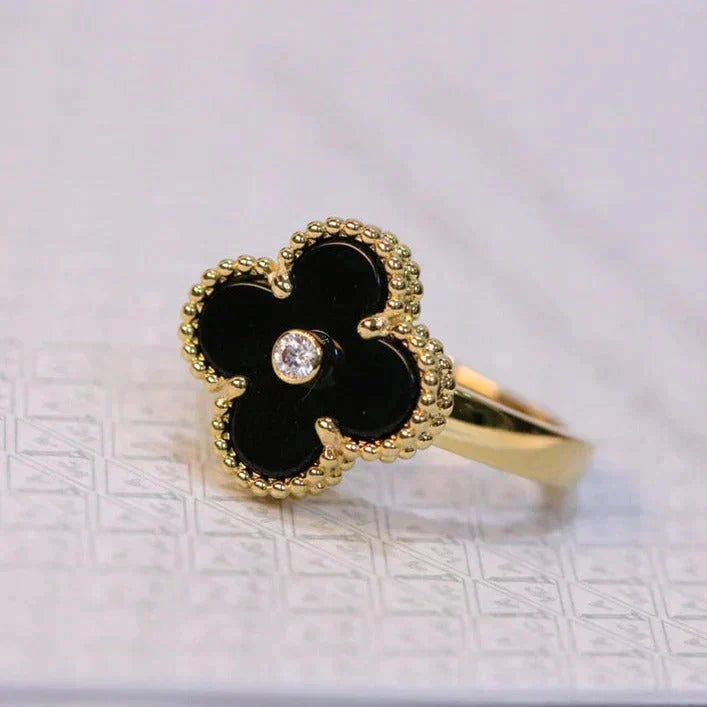 ¡®Loco¡¯CLOVER ONYX RING GOLD DIAMOND