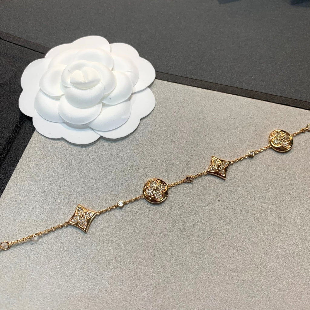¡®Loco¡¯STAR AND SUN 4 MOTIFS GOLD DIAMONDS BRACELET