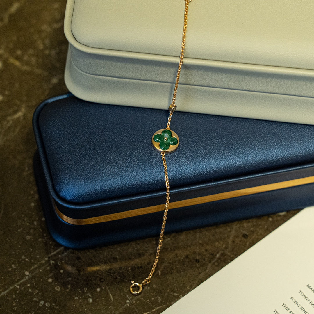¡®Loco¡¯SUN MALACHITE 1 DIAMOND PINK GOLD BRACELET