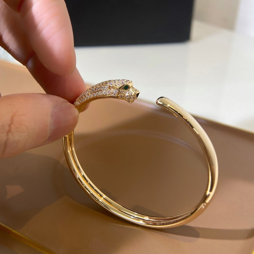 ¡®Loco¡¯PANTHERE GOLD DIAMOND OPEN BRACELET