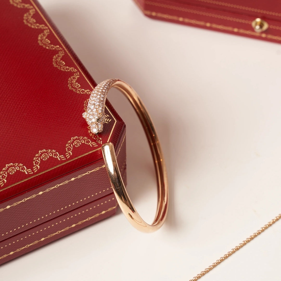 ¡®Loco¡¯PANTHERE ROSE GOLD DIAMOND OPEN BRACELET
