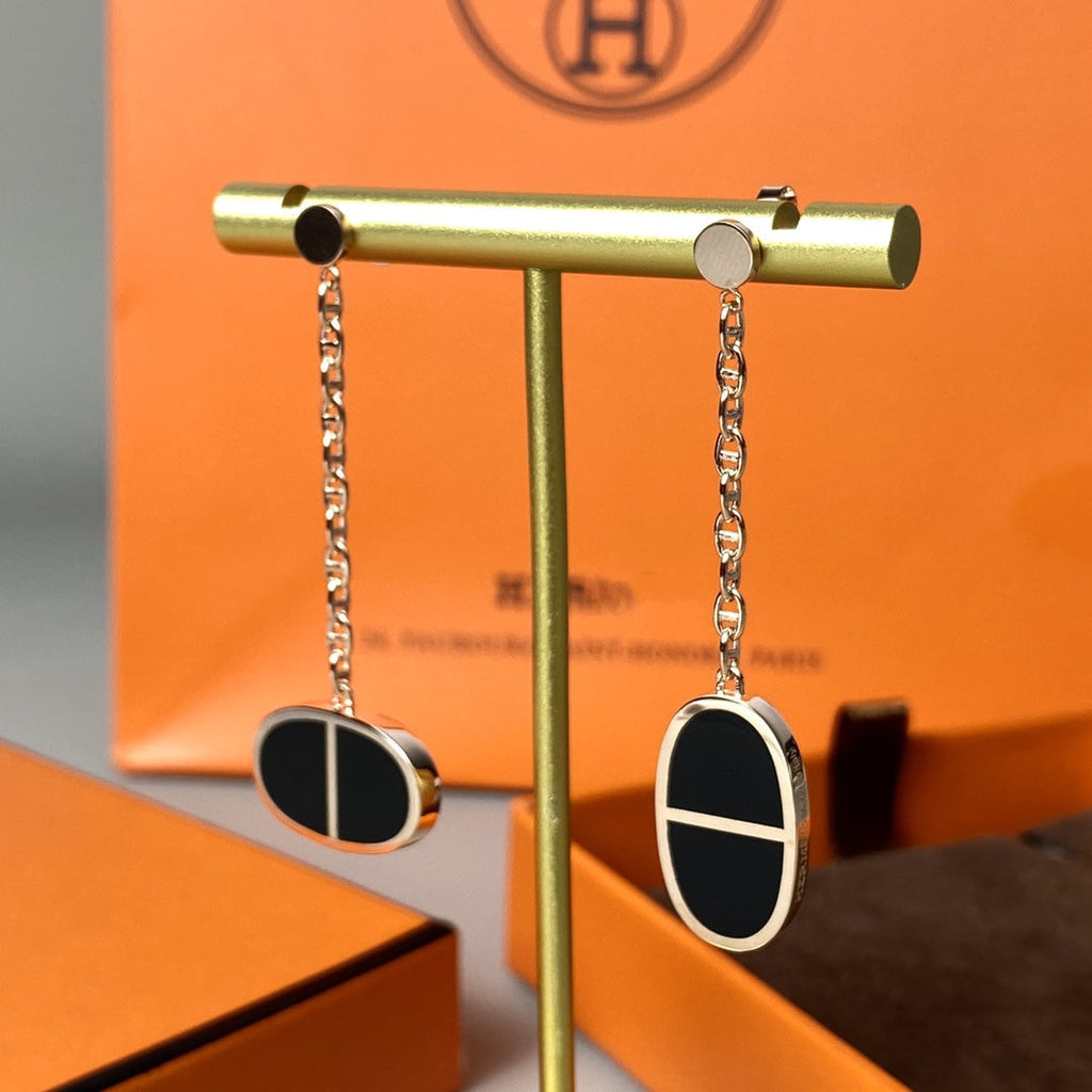 ¡®Loco¡¯CHAINE VERSO BLACK CERAMIC EARRINGS