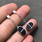 ¡®Loco¡¯CHAINE VERSO BLACK CERAMIC SILVER EARRINGS