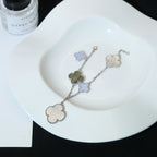 ¡®Loco¡¯CLOVER BRACELET 5 MOTIFS MOP CHALCEDONY SILVER