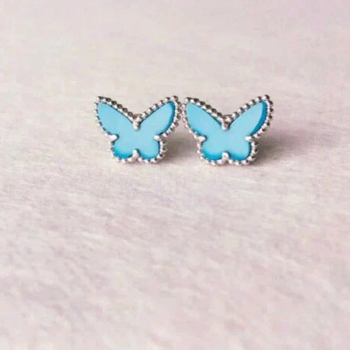 ¡®Loco¡¯BUTTERFLY TURQUOISE EARRINGS SILVER