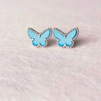 ¡®Loco¡¯BUTTERFLY TURQUOISE EARRINGS SILVER