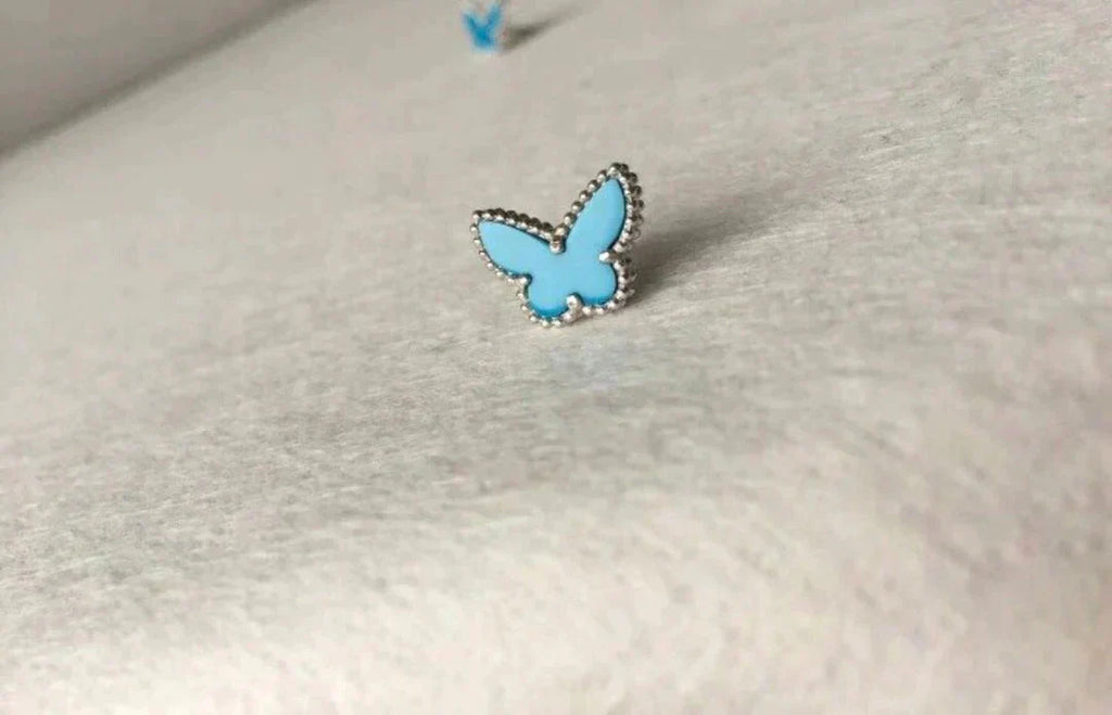 ¡®Loco¡¯BUTTERFLY TURQUOISE EARRINGS SILVER