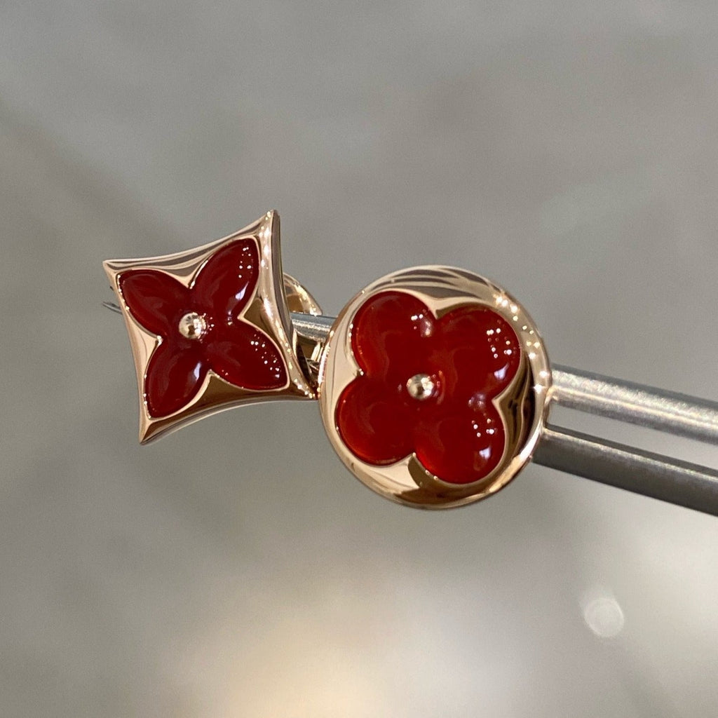¡®Loco¡¯STAR AND SUN PINK GOLD CARNELIAN STUD EARRINGS