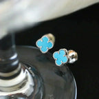 ¡®Loco¡¯CLOVER MINI 9.5MM ONYX STUD EARRINGS SILVER