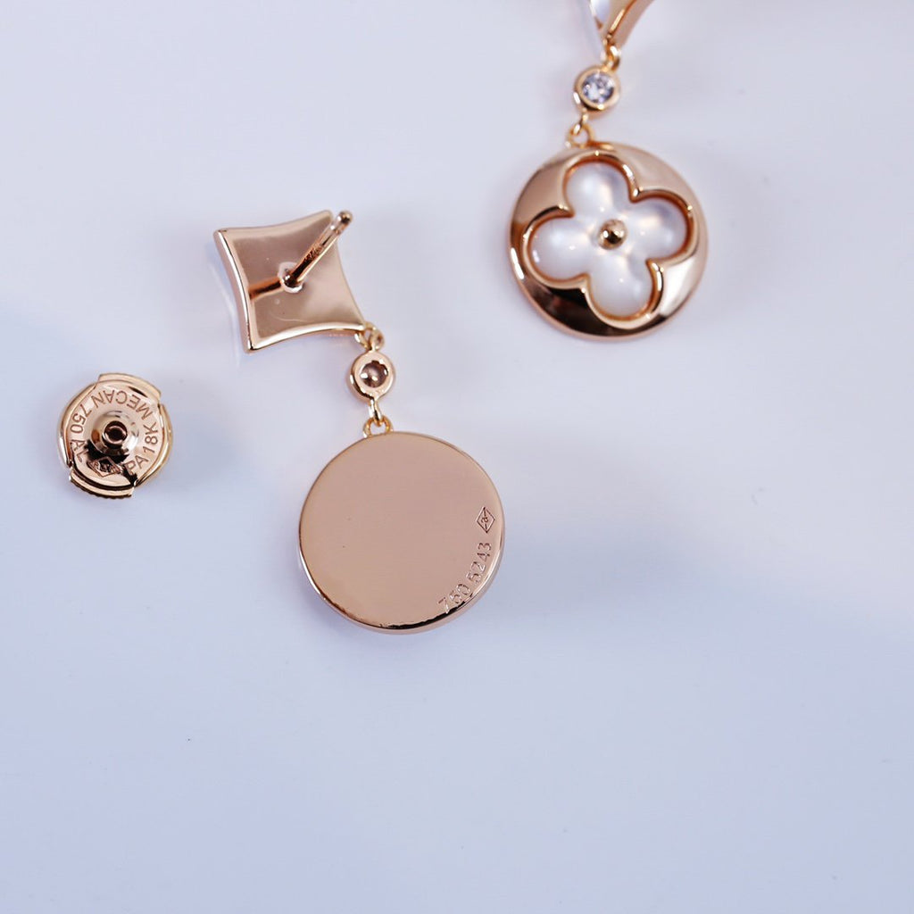 ¡®Loco¡¯STAR AND SUN PINK GOLD MOP DROP EARRINGS
