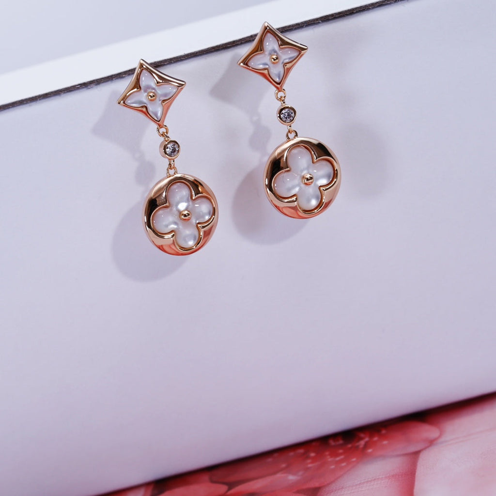 ¡®Loco¡¯STAR AND SUN PINK GOLD MOP DROP EARRINGS