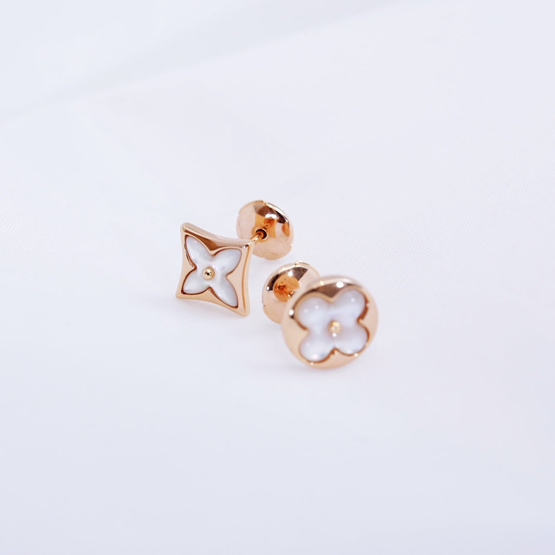 ¡®Loco¡¯STAR AND SUN PINK GOLD MOP STUD EARRINGS