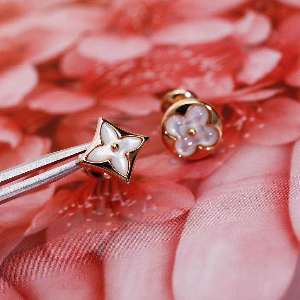 ¡®Loco¡¯STAR AND SUN PINK GOLD MOP STUD EARRINGS
