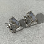¡®Loco¡¯CLOVER CHALCEDONY SILVER STUD EARRINGS