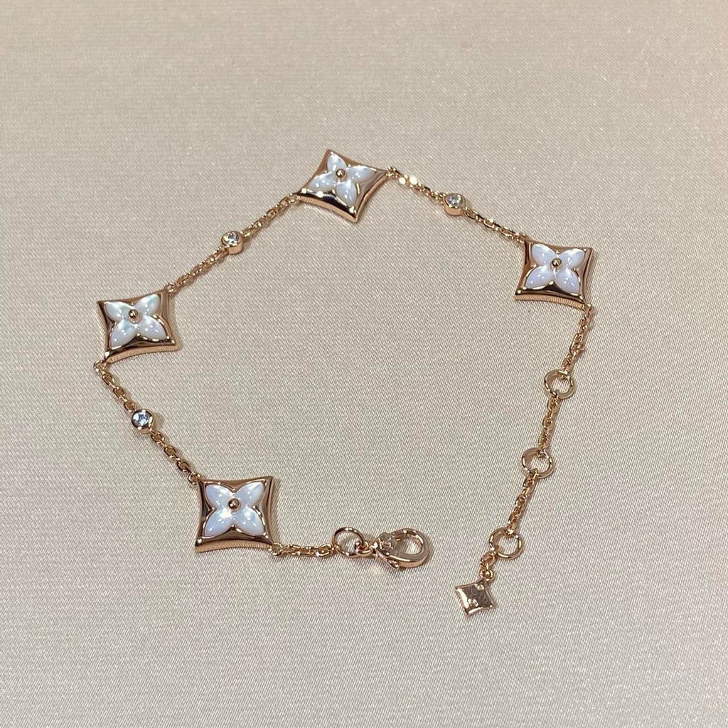 ¡®Loco¡¯STAR 4 MOTIF MOP DIAMOND PINK GOLD BRACELET
