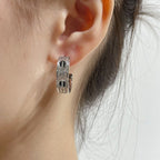 ¡®Loco¡¯LOVE CERAMIC DIAMOND PAVED SILVER EARRINGS