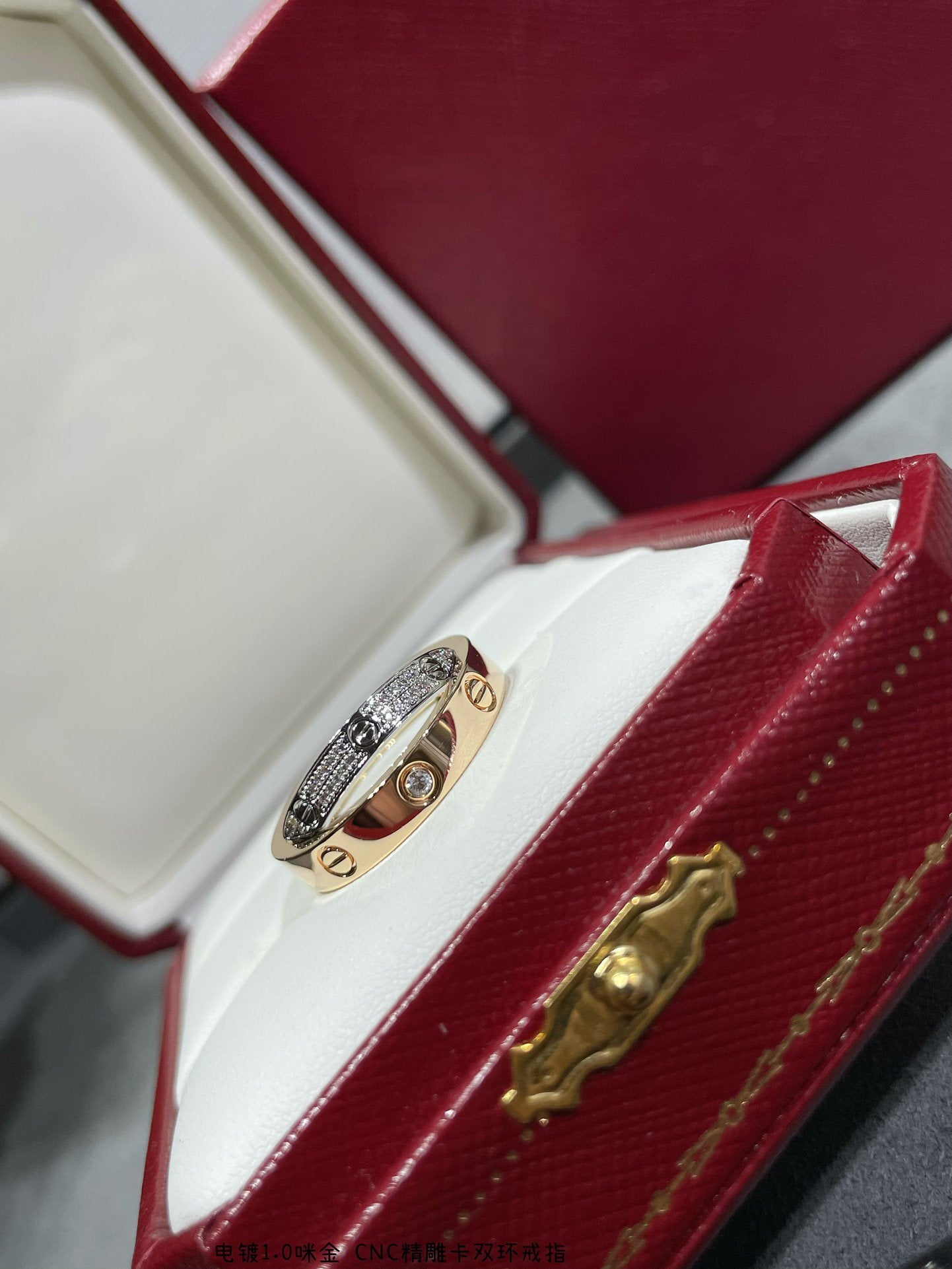 ¡®Loco¡¯LOVE PINK GOLD SILVER DIAMOND DOUBLE RING