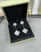 ¡®Loco¡¯CLOVER 2 MOTIFS DIAMOND PAVED SILVER EARRINGS