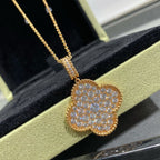 ¡®Loco¡¯CLOVER 25MM LARGE PEDANT DIAMOND PAVED LONG NECKLACE