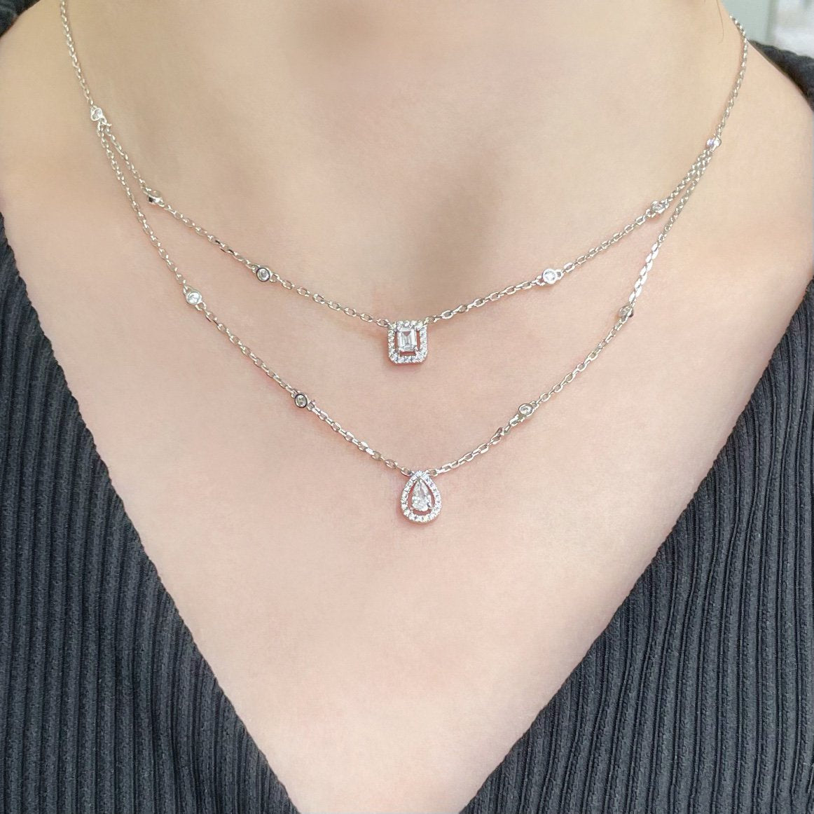 [Loco]MY TWIN 2 ROW DIAMOND NECKLACE