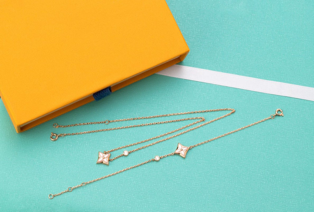 ¡®Loco¡¯STAR PINK MOP 1 DIAMOND PINK GOLD NECKLACE