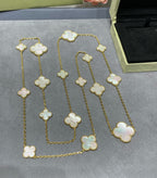 ¡®Loco¡¯CLOVER 16 MOTIF WHITE MOP GOLD NECKLACE