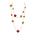 ¡®Loco¡¯CLOVER 16 MOTIF CARNELIAN TIGER EYE ROSE GOLD NECKLACE