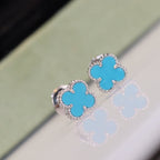 ¡®Loco¡¯CLOVER MINI TURQUOISE SILVER STUD EARRINGS