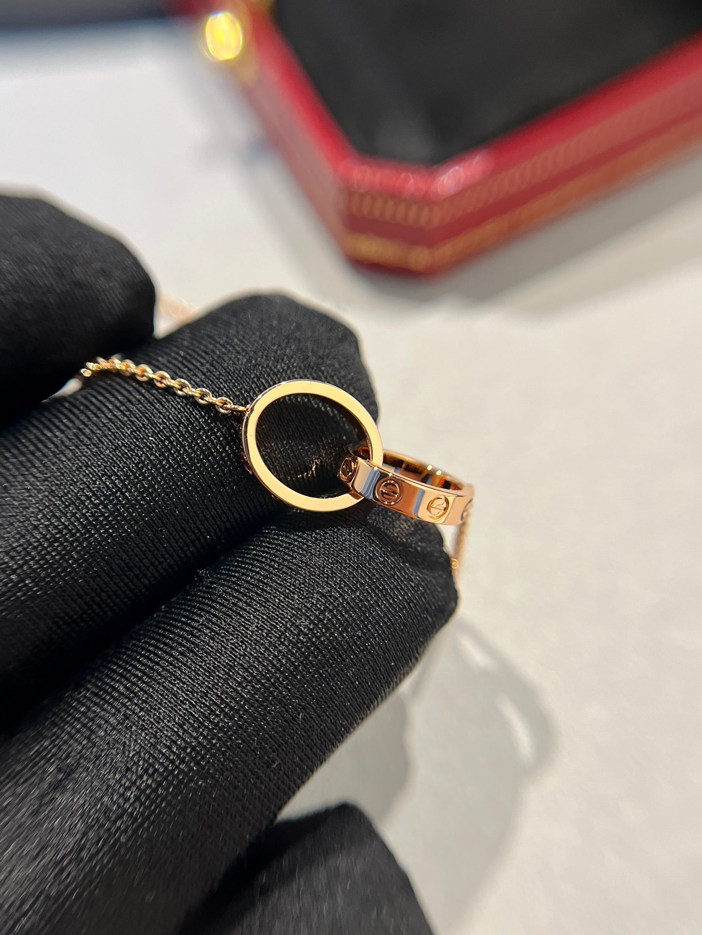 ¡®Loco¡¯LOVE NECKLACE DOUBLE RING PINK GOLD