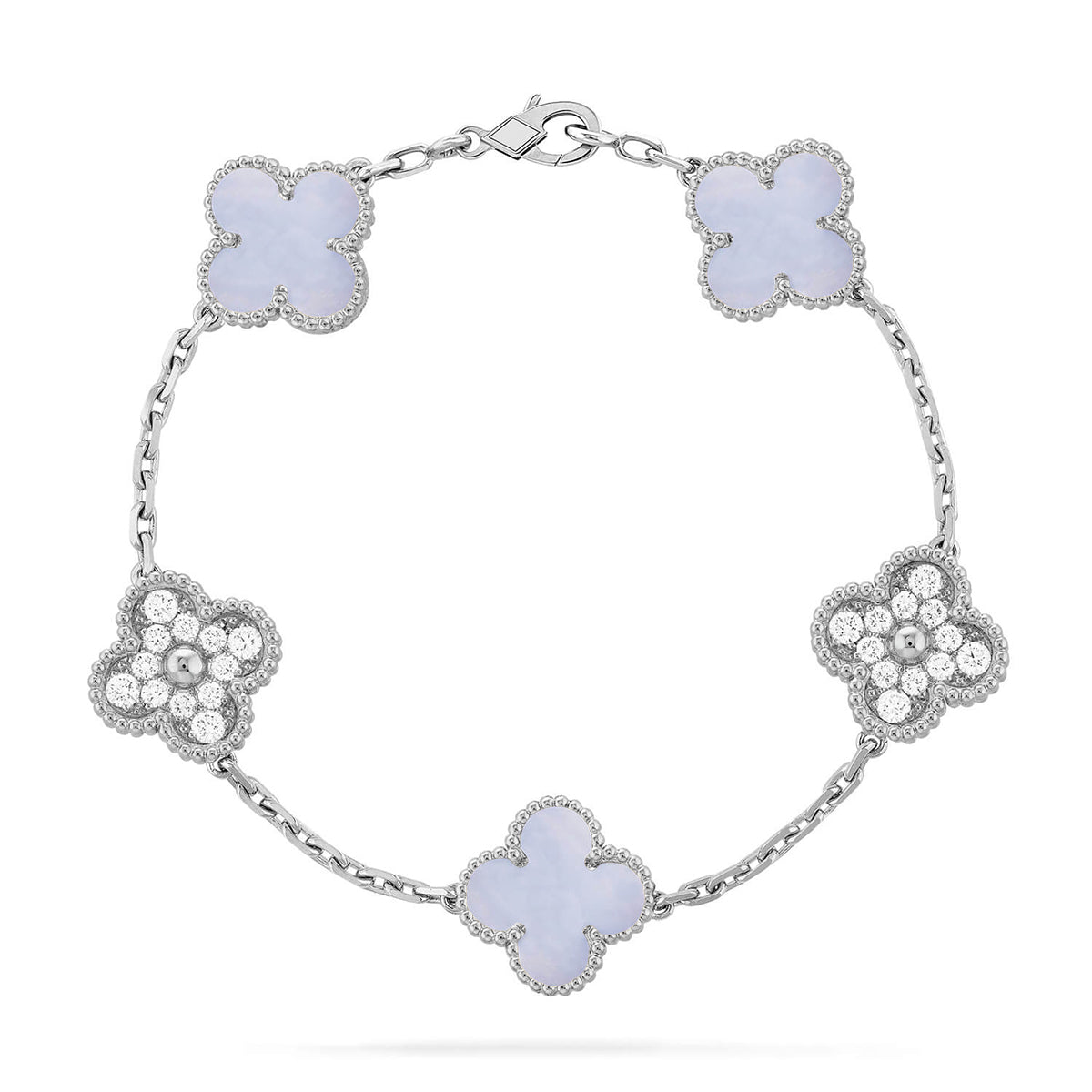 [Loco]New  CLOVER 5 MOTIF PURPLE CHALCEDONY BRACELET COLLECTION