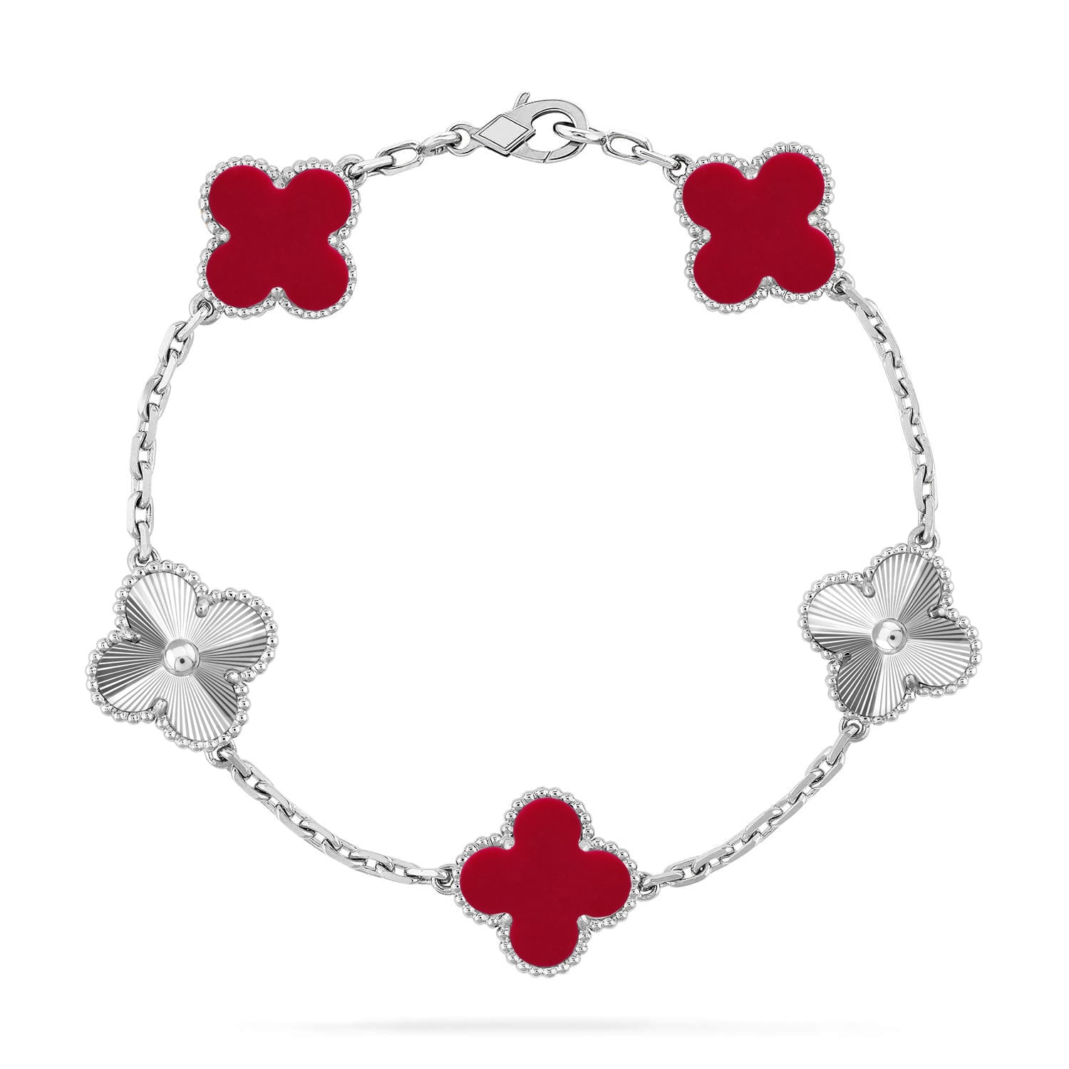 [Loco]New  CLOVER 5 MOTIF RED CORNELIAN BRACELET COLLECTION