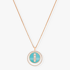 [Loco]LUCKY MOVE 3 DIAMONDS TURQUOISE PINK GOLD DIAMOND NECKLACE