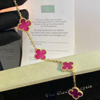 [Loco]NEW CLOVER 5 MOTIFS PINK ENAMEL BRACELET