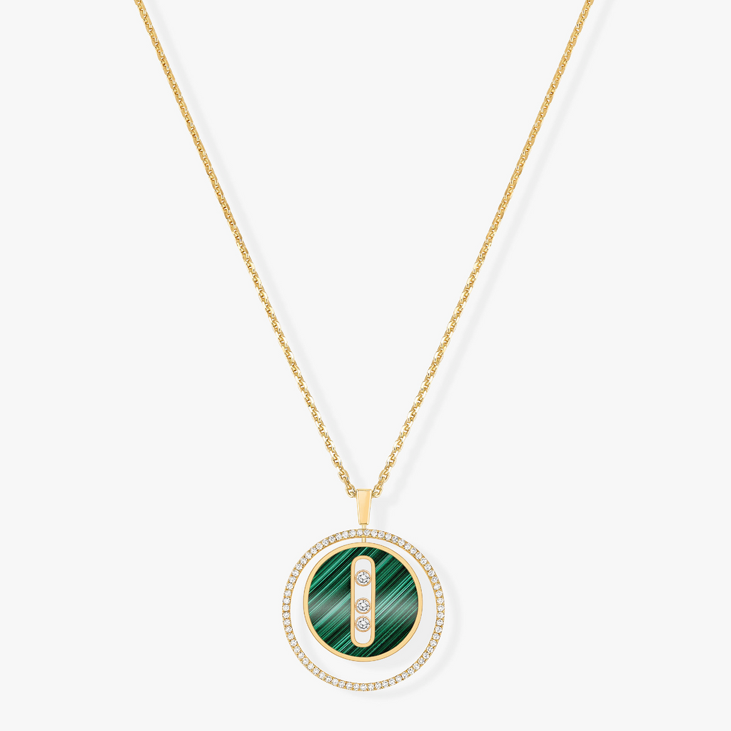 [Loco]LUCKY MOVE 3 DIAMOND MALACHITE GOLD DIAMOND NECKLACE
