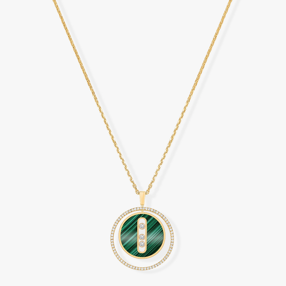 [Loco]LUCKY MOVE 3 DIAMOND MALACHITE GOLD DIAMOND NECKLACE