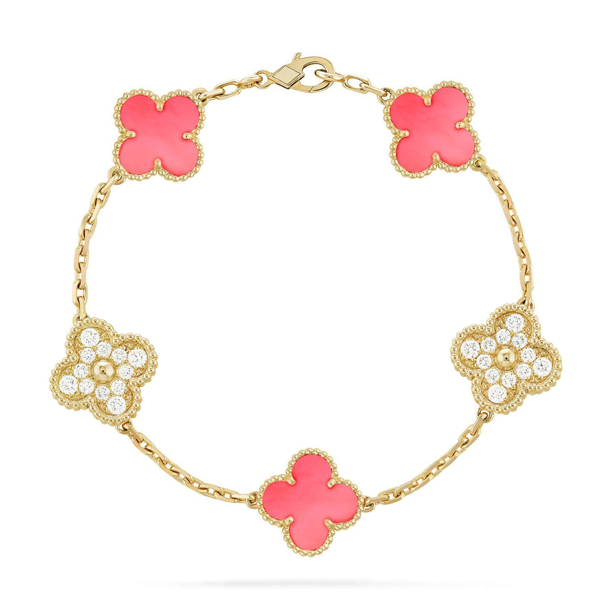 [Loco]New  CLOVER 5 MOTIFS  PINK MOP BRACELET COLLECTION