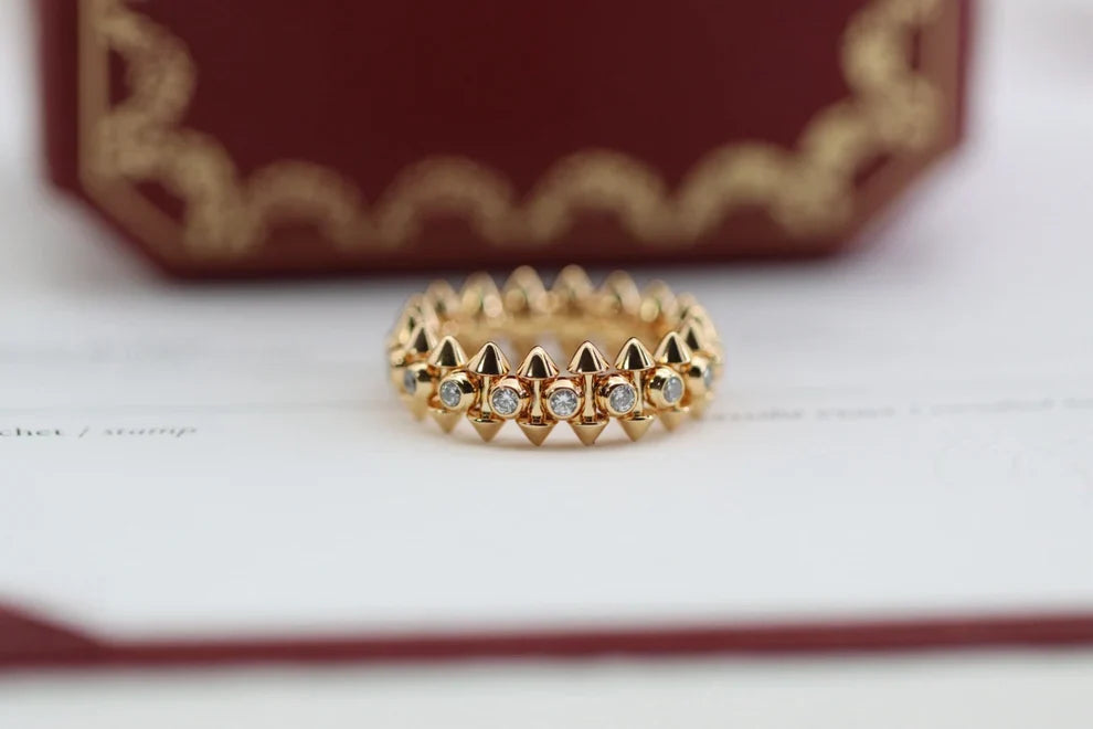 [Loco ] Double‑Row Spike Full‑Diamond Band Ring