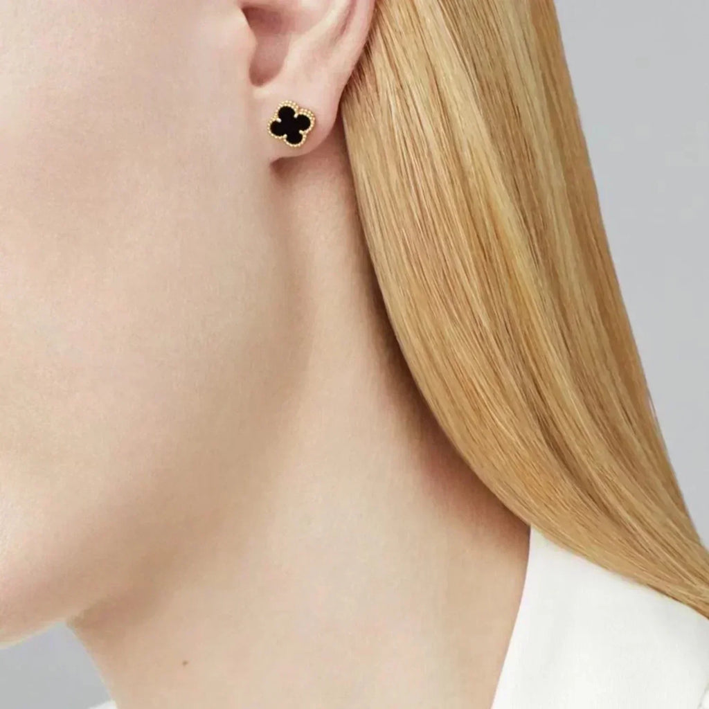 ¡®Loco¡¯CLOVER MINI 9.5MM BLACK MOP EARRINGS