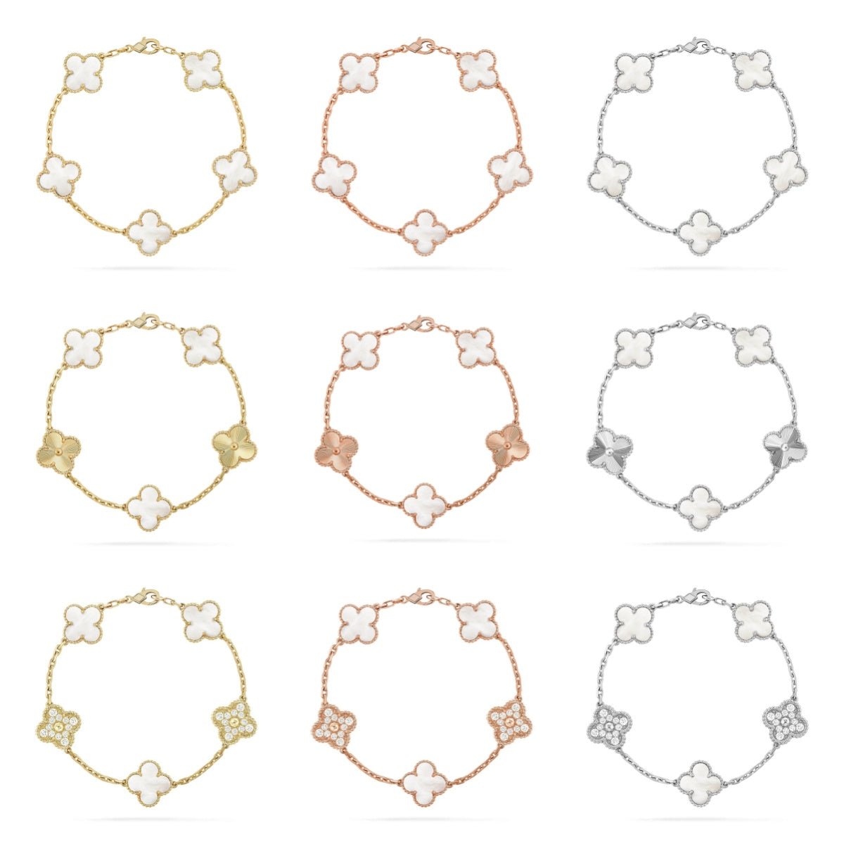 [Loco]New CLOVER WHITE PEARL MOP 5 MOTIF BRACELET COLLECTION