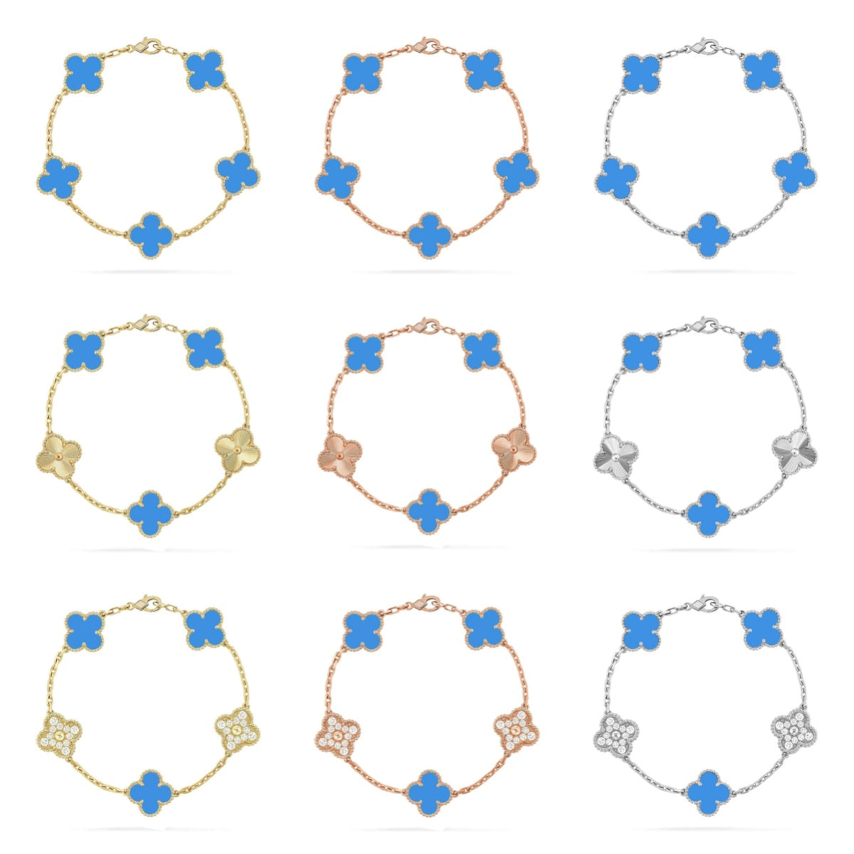[Loco]New CLOVER 5 MOTIF BLUE AGATE BRACELET COLLECTION