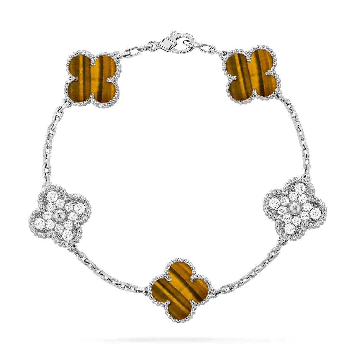 [Loco]New  CLOVER 5 MOTIFS TIGER EYE BRACELET COLLECTION
