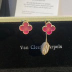 [Loco]NEW CLOVER 15MM PINK ENAMEL STUD EARRINGS