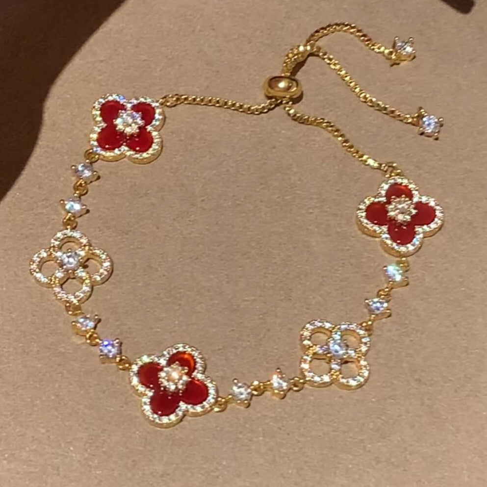 ¡®Loco¡¯CLOVER 5 MOTIF PINK BLUE RED WHITE BRACELET