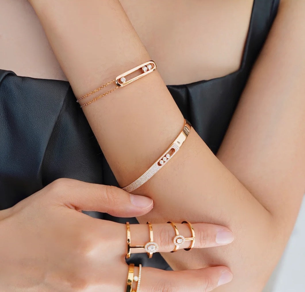 [Loco]Move Noa Rose Gold Pavé Diamond Bangle Bracelet
